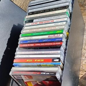 CD Storage Box with Assorted CDs Jewel Cases-28cds&4 Cassettes &40 pack Sleeves